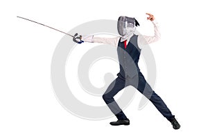 Business-fencing worker isolated