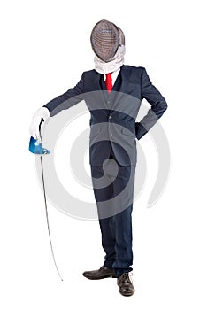 Business-fencing worker isolated