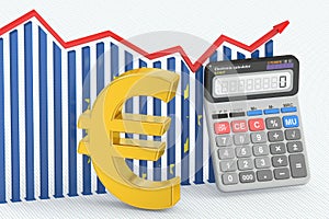 Business finance, banking and accounting chart with symbol of eu