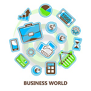 Business, finance, banking, marketing world, isolated vector image