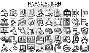 Business and finance black outline icons pack.