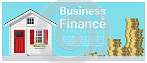 Business and Finance concept background with a little house