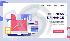 Business finance concept campaign for web website home homepage landing page template banner with flat style