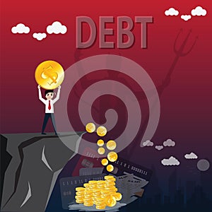 Business finance concept,Employment works for pay debt - vector