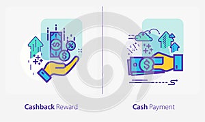 Business and Finance Concept Icons, Cashback Reward, Cash Payment