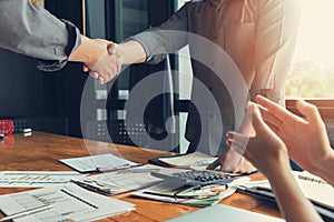 Business and finance concept of office working, Businessman shaking hand in meeting room