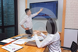Business and finance concept of office working,Teamwork of Businessmen discussing investment business plan in office