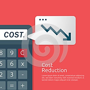 business finance crisis concept. cost reduction management. arrow line decrease money graph fall down symbol. economy stretching