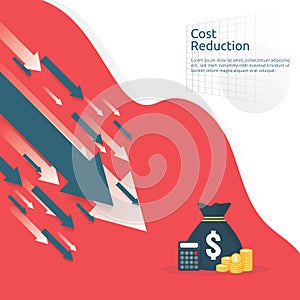 business finance crisis concept. money fall down with arrow decrease symbol. economy stretching rising drop, global lost bankrupt