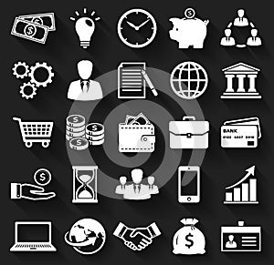 Business and finance flat icons. Vector set.