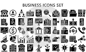 Business and finance glyph icons set