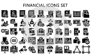 Business and finance glyph icons set
