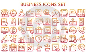 Business and finance gradient outline icons set