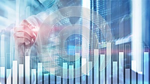 Business and finance graph on blurred background. Trading, investment and economics concept