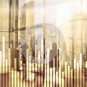 Business and finance graph on blurred background. Trading, investment and economics concept