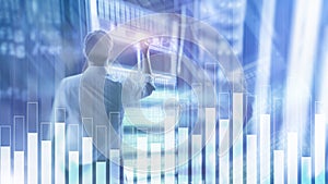 Business and finance graph on blurred background. Trading, investment and economics concept