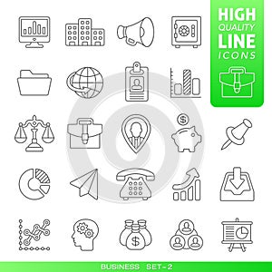 Business and finance high quality trendy line icons set 2. Vector