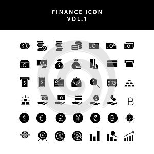 Business and finance icon glyph style  set vol 1
