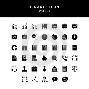 Business and finance icon glyph style  set vol 2