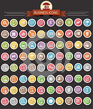 Business and Finance icons,colorful buttons on bla