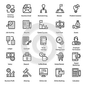 Business and Finance Icons in line Design