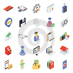 Business and Finance Icons in Modern Isometric Style