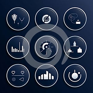 Business and finance icons set. Glossy buttons for web and mobile applications