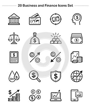 Business Finance icons set, Line Thickness icons