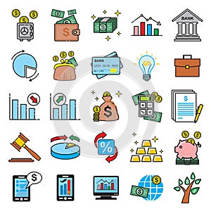 Business and finance thin line icons set on white background for graphic and web design, Modern simple vector sign. Internet