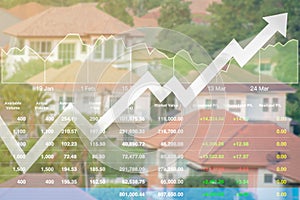 Business finance index data of real estate stock background risi