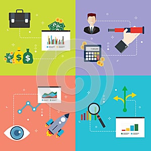 Business, finance, investment, prediction, vision and growth icons