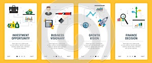 Business, finance, investment, prediction, vision and growth icons