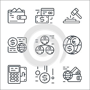 business and finance line icons. linear set. quality vector line set such as , funding, calculator, international, management,