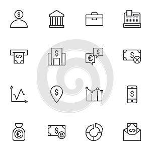 Business and finance line icons set
