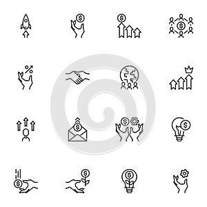 Business and finance line icons set