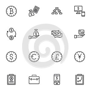 Business finance line icons set