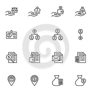 Business and finance line icons set