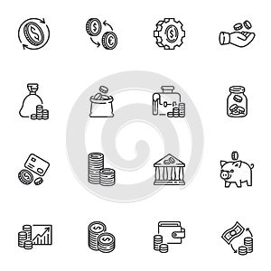 Business and finance line icons set