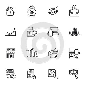 Business and finance line icons set