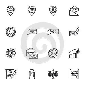 Business and finance line icons set