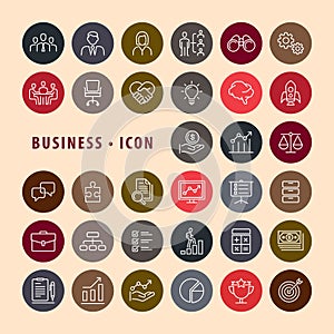 Business Finance line icons vector set, circle botton icons modern design