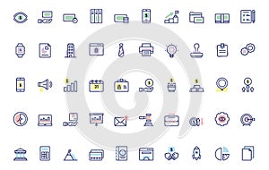 business and finance lineal icon set