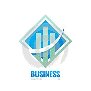 Business finance logo template - vector concept illustration. Economic infographic sign. Arrows and infograph bar.