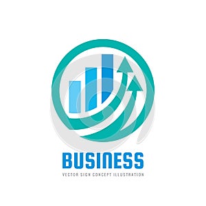 Business finance logo template - vector concept illustration. Economic infographic sign. Arrows and infograph bar. photo