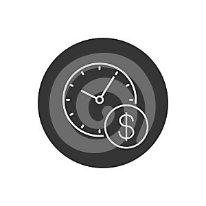 Business and finance management line icon in flat style. Time is money vector illustration on white background