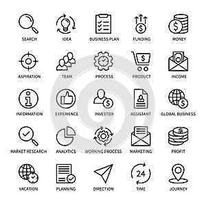 Business and finance management, vector linear icons set. Isolated collection of business icons for web and mobile