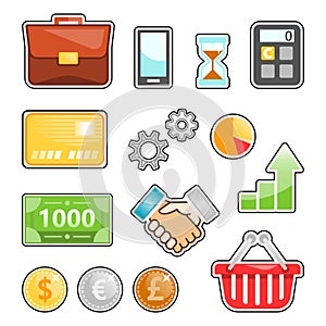Business, finance, marketing, banking vector image set