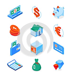 Business and finance - modern isometric icons set