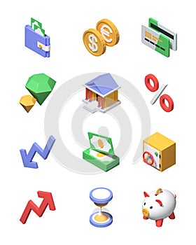 Business and finance - modern isometric icons set