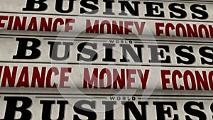 Business, finance, money and economy newspaper printing press